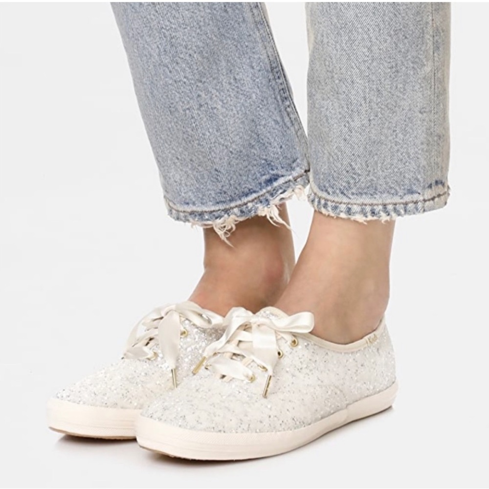 Kate Spade Keds Cream/Gold Glitter shoes